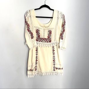 FREE PEOPLE Crochet Embroidered Dress